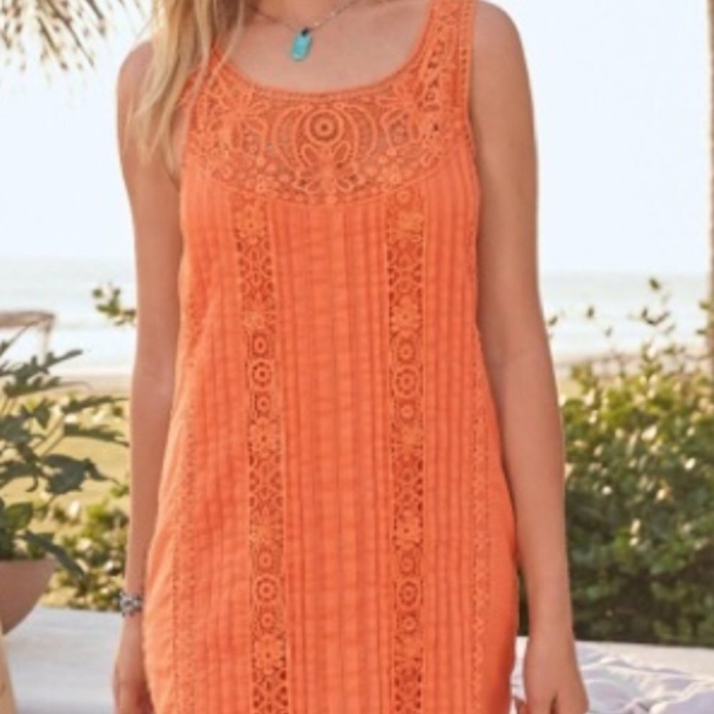 Sundance Amira orange crochet cotton sleeveless dress size M medium - Picture 5 of 5